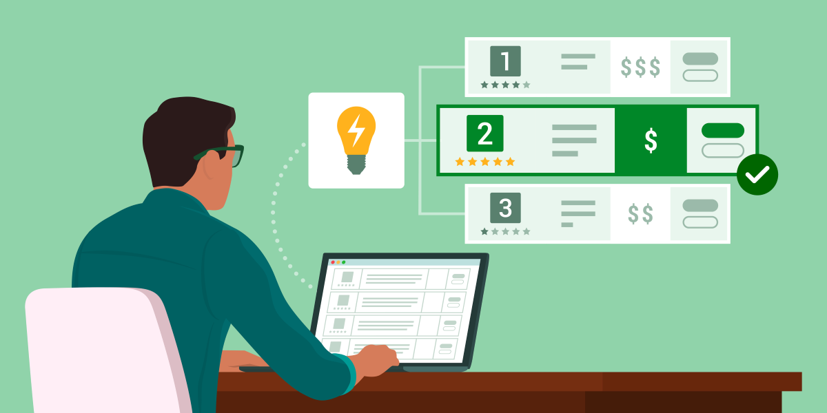 vector showing comparison of prices
