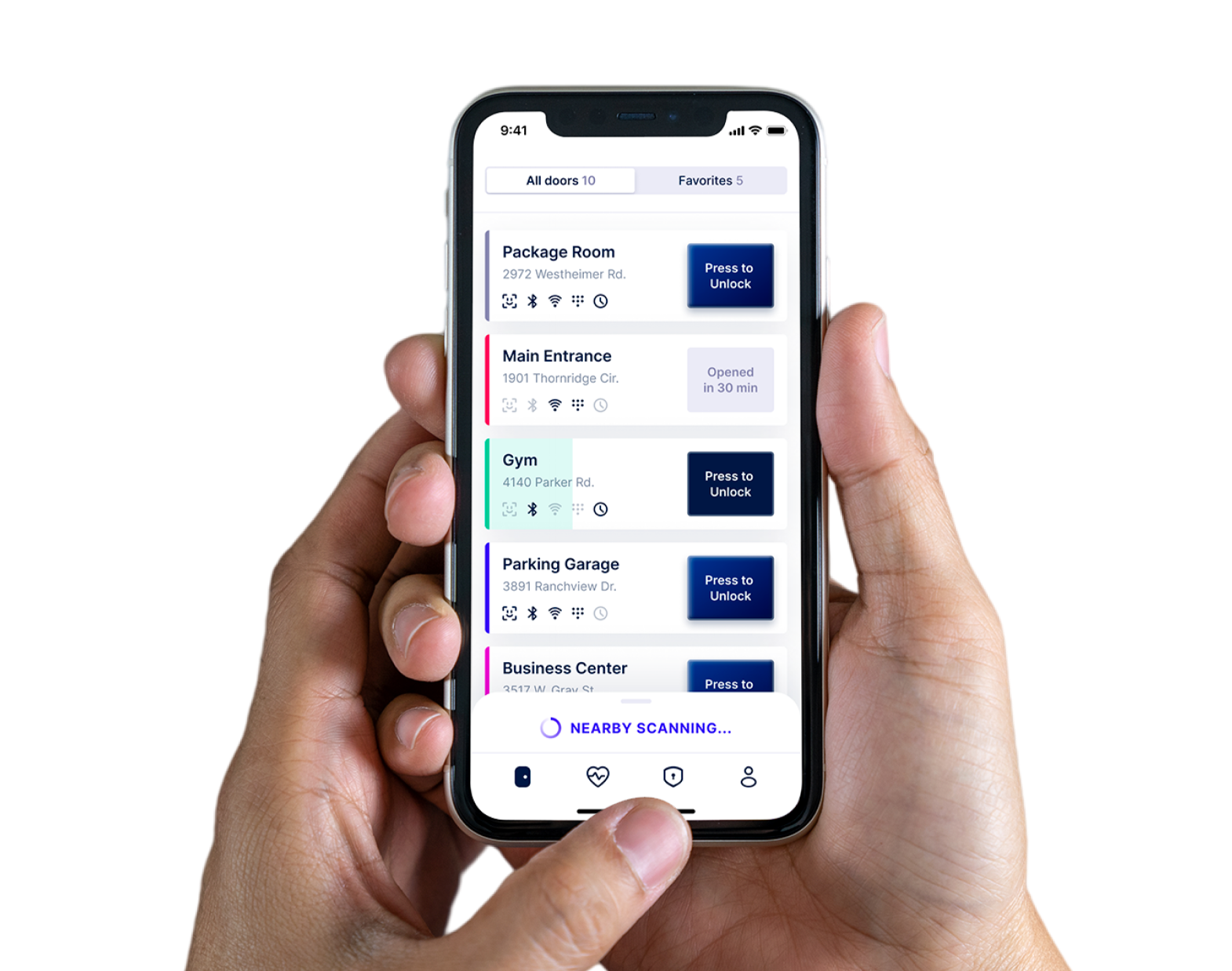 person's hands using Swiftlane Mobille App