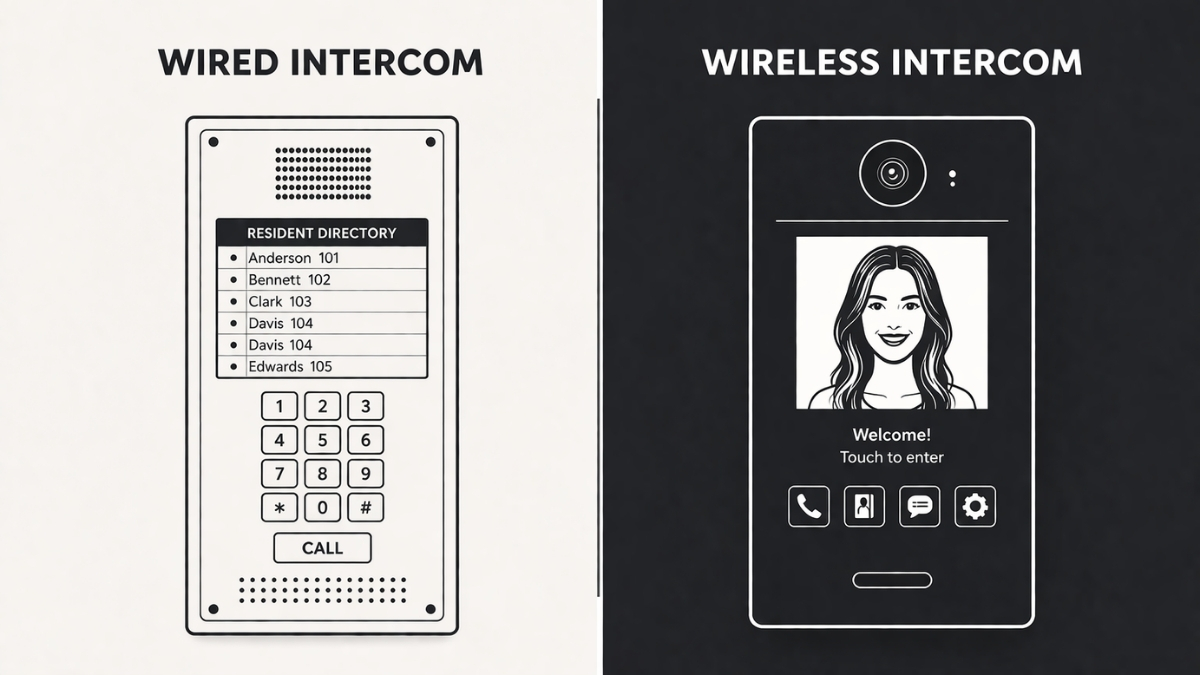 wired and wireless intercom graphic