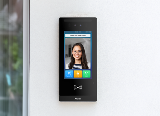 Akuvox E18 intercom mounted on a wall