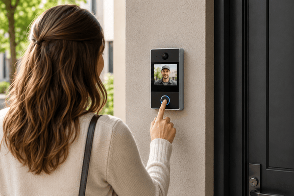 2 wire video intercom on an apartment door entrance