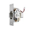 Electric door strike plate with metallic finish and wiring