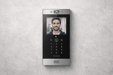 2N intercom on blank wall