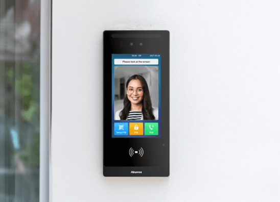 Akuvox E18 intercom mounted on a wall