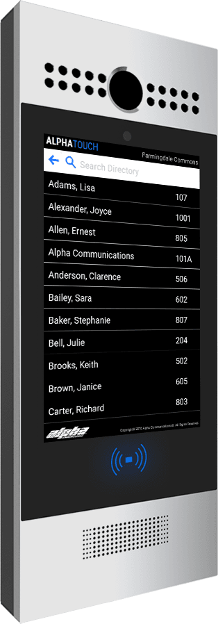 alphatouch video intercom system with door release